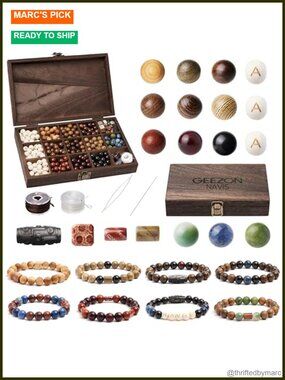 Natural Wood Bead Bracelet Making Kit, 296 Pieces w/ Letter Beads, DIY Jewelry